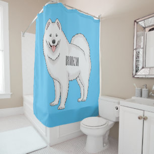 Samoyed dog cartoon illustration shower curtain