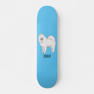 Samoyed dog cartoon illustration skateboard