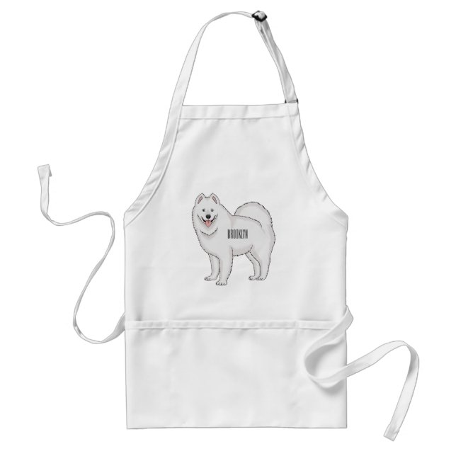 Samoyed dog cartoon illustration  standard apron (Front)