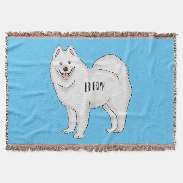 Samoyed dog cartoon illustration  throw blanket (Front)