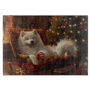 Samoyed Dog Christmas Festive Cutting Board
