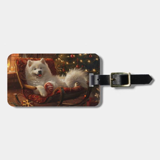 Samoyed Dog Christmas Festive  Luggage Tag (Front Horizontal)