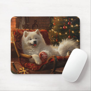 Samoyed Dog Christmas Festive Mouse Pad
