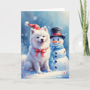 Samoyed Dog Christmas Greeting Card