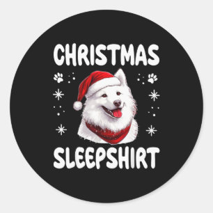 Samoyed Dog Dog Nightgown Pajama Christmas Sleepsh Classic Round Sticker