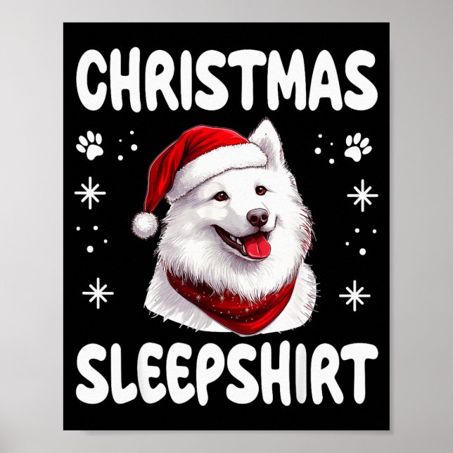 Samoyed Dog Dog Nightgown Pajama Christmas Sleepsh Poster (Front)