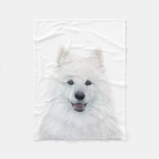 Samoyed Dog Fleece Blanket by miart