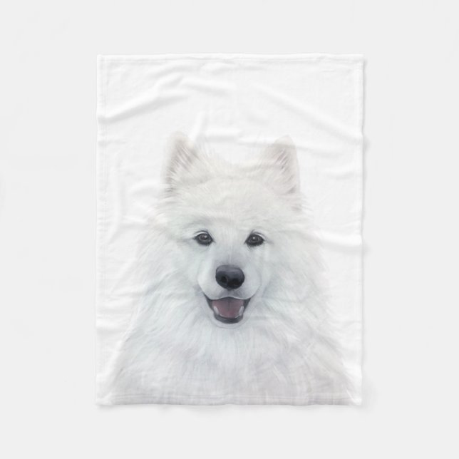 Samoyed Dog Fleece Blanket by miart (Front)