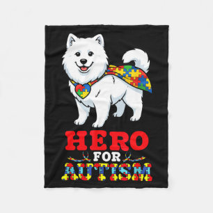 Samoyed Dog Hero For Autism Awareness Accept Suppo Fleece Blanket