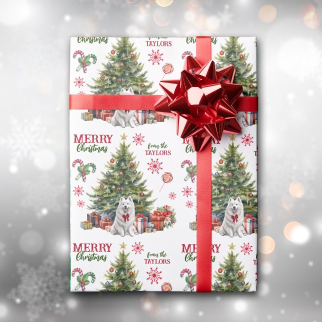 Samoyed Dog Holiday Tree Wrapping Paper (Creator Uploaded)
