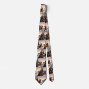 Samoyed Dog in Snow Christmas  Tie