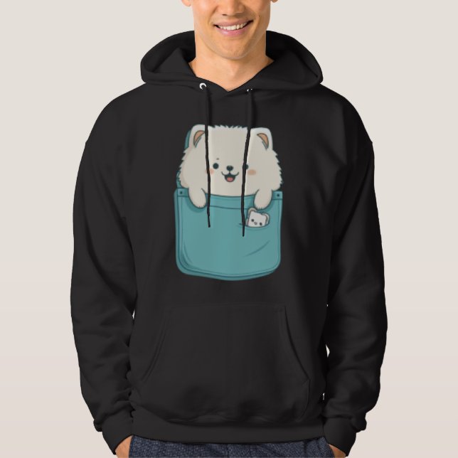 Samoyed Dog in your Pocket Dog   3 Hoodie (Front)