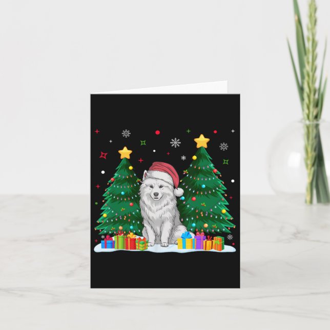 Samoyed Dog Lovers Santa Hat Ugly Christmas Sweate Card (Front)