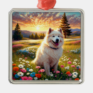 Samoyed Dog Metal Tree Decoration