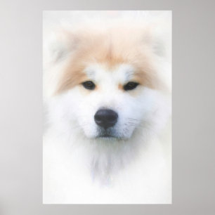 SAMOYED DOG PORTRAIT SNOW KING POSTER