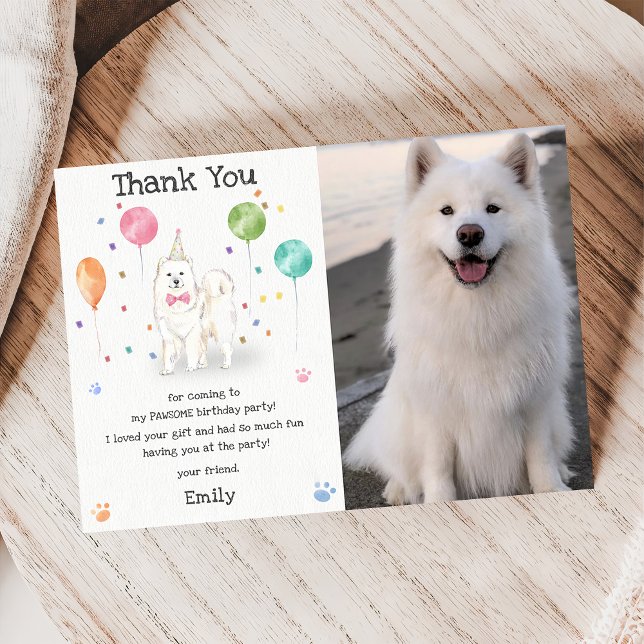 Samoyed Dog Puppy Dog Birthday Thank You Card (Creator Uploaded)