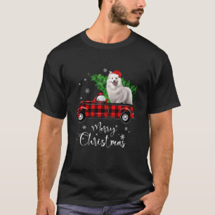 Samoyed Dog Ride Red Truck Christmas Pajama Long S T-Shirt