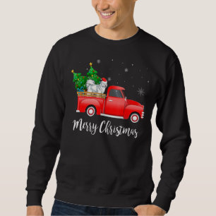Samoyed Dog Riding Red Truck Christmas Sweatshirt