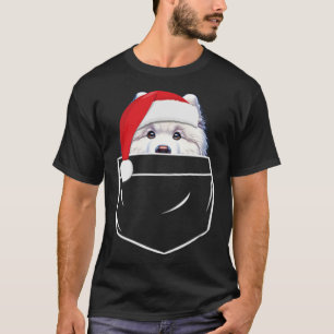 Samoyed Dog Santa Hat Christmas Pocket Fun Xmas T-Shirt