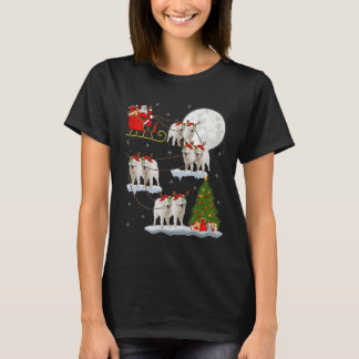 Samoyed Dog Santa Sleigh Flying Funny Magical Chri T-Shirt