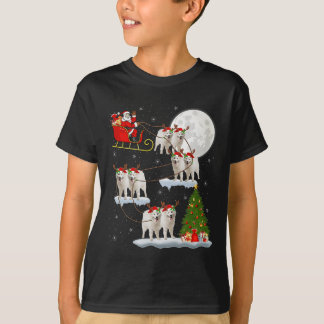 Samoyed Dog Santa Sleigh Flying Funny Magical Chri T-Shirt
