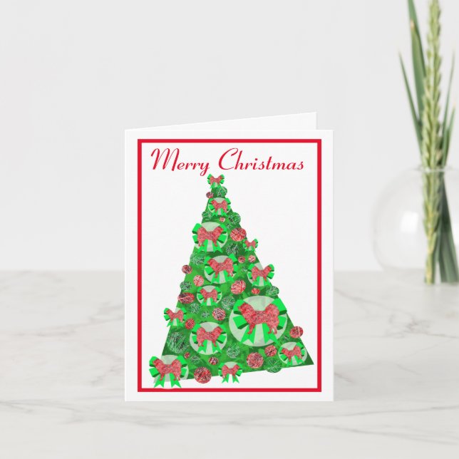Samoyed Dog Silhouette Christmas Tree White Card (Front)