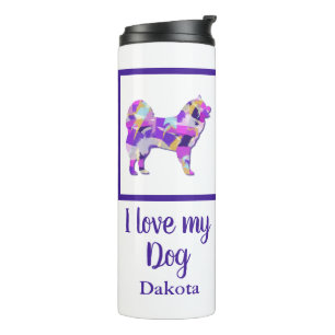 Samoyed Dog Silhouette Cute Purple PY&B  Thermal Tumbler