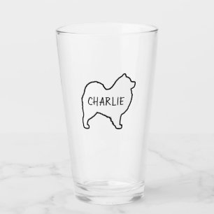 Samoyed Dog Silhouette Outline Personalised Glass