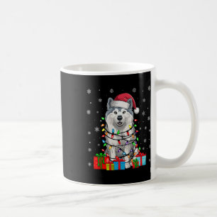 Samoyed Dog Ugly Xmas Lights Santa Hat Samoyed Dog Coffee Mug
