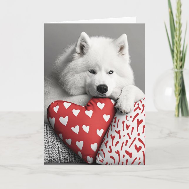 Samoyed Dog Valentine Card (Front)