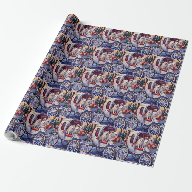 Samoyed Dog Valentine's Day  Wrapping Paper (Unrolled)