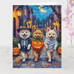 Samoyed Dogs Trick-or-Treating Halloween Costumes Card