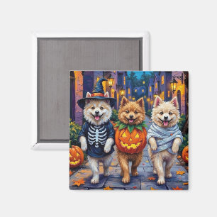 Samoyed Dogs Trick-or-Treating Halloween Costumes Magnet