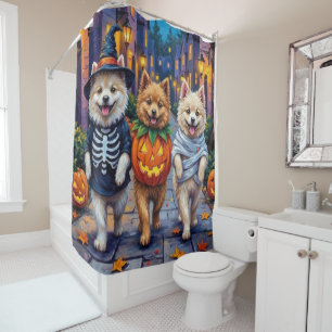 Samoyed Dogs Trick-or-Treating Halloween Costumes Shower Curtain