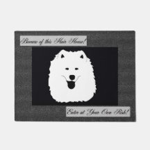 Samoyed Door Mat 18"X24";Beware of this Hair House