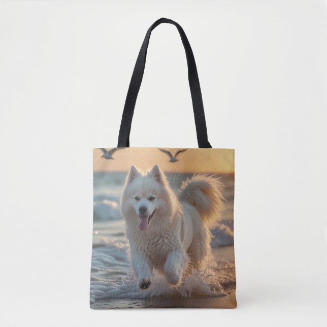 Samoyed Elegant Shoulder Tote Bag (Front)