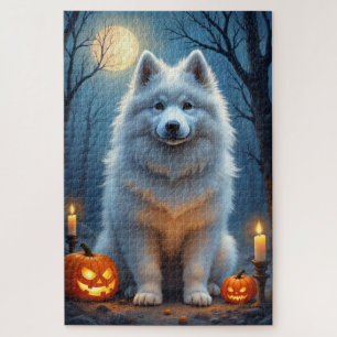 Samoyed Enchanted Halloween Portrait Art Jigsaw Puzzle