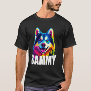 Samoyed Face Colourful Smiling Sammy Dog Lover Cut T-Shirt