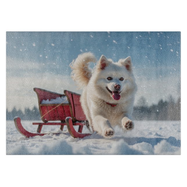 Samoyed Festive Holiday Christmas Cutting Board (Front)