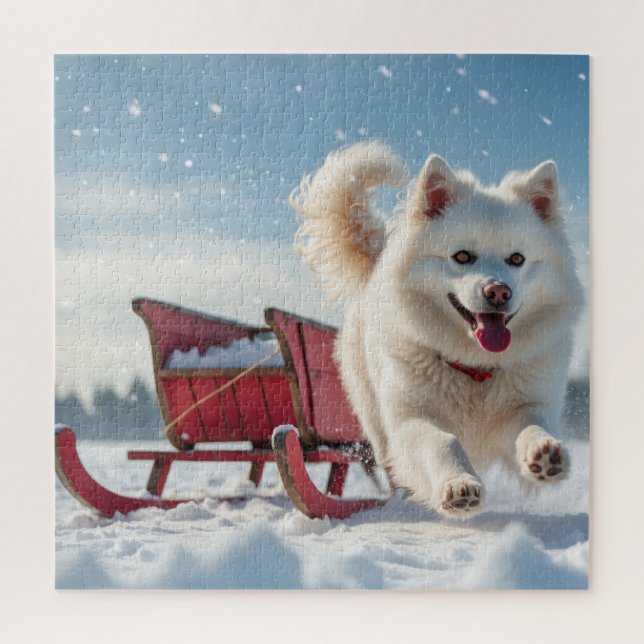 Samoyed Festive Holiday Christmas Jigsaw Puzzle (Vertical)