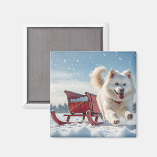 Samoyed Festive Holiday Christmas Magnet