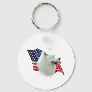 Samoyed Flag Key Ring