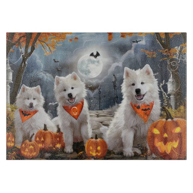 Samoyed Halloween Spooky Cutting Board (Front)