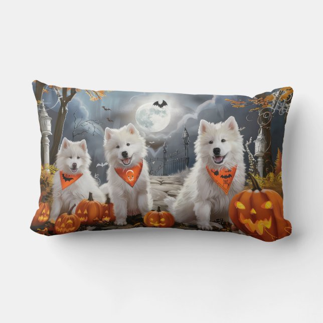 Samoyed Halloween Spooky Lumbar Cushion (Back)