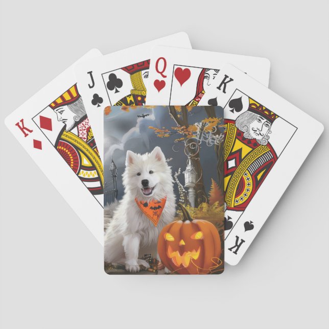 Samoyed Halloween Spooky Playing Cards (Back)