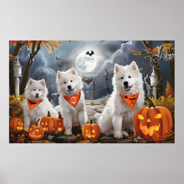 Samoyed Halloween Spooky Poster (Front)