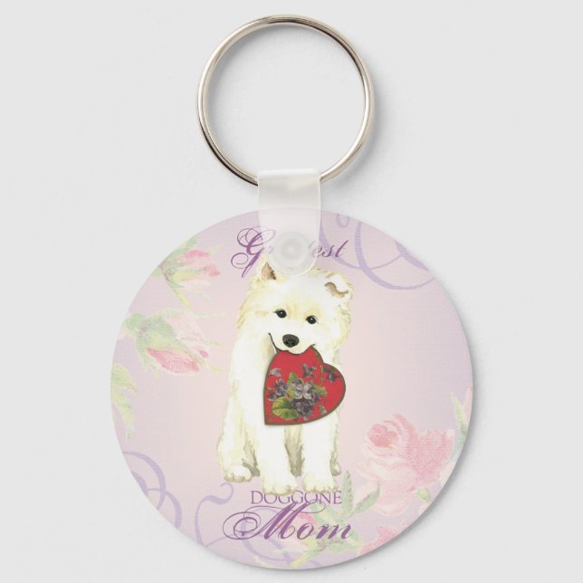 Samoyed Heart Mum Key Ring (Front)