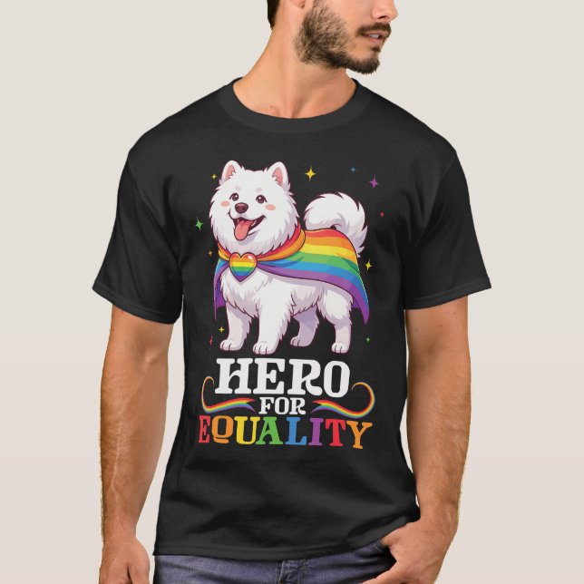 Samoyed Hero For Equality Lgbt Rainbow Pride Dog T-Shirt (Front)