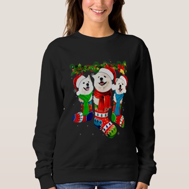 Samoyed In Christmas Socks Swea Sweatshirt (Front)