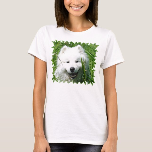 Samoyed In Grass T-Shirt (Front)